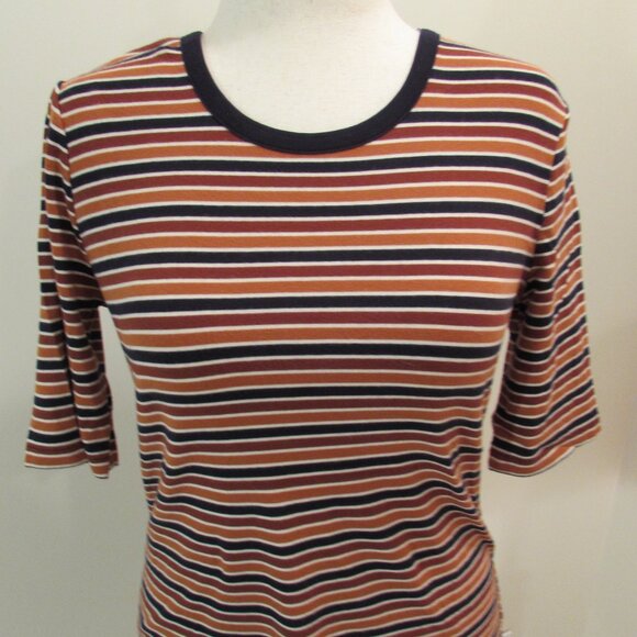 Duluth Striped Longtail Tee Scoop Neck Elbow Sleeve Medium - Picture 1 of 12